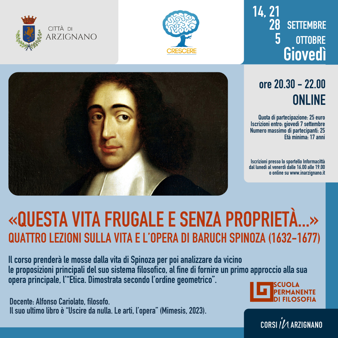 CORSO DI FILOSOFIA CON IL FILOSOFO ALFONSO CARIOLATO: DA SETTEMBRE, ONLINE  – In Arzignano